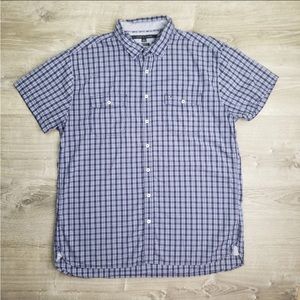 Tommy Hilfiger Custom Fit Blue Plaid Button Down Mens Shirt Size XXL